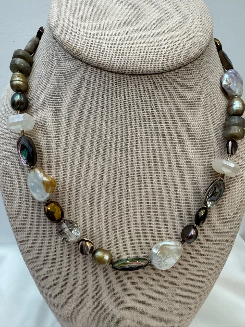 Chan Luu Freshwater Pearl Abalone Labradorite Mixed Gemstone Necklace Boho - Picture 5 of 8
